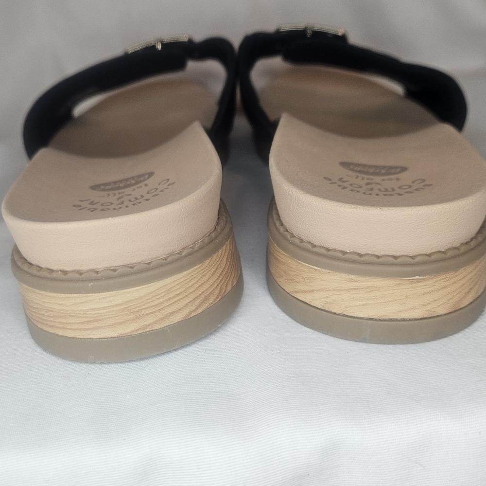 Dr. Scholl's Iconic Buckle Sandals- Get it Movin Black And Tan NWT Sz 10 - Picture 6 of 11
